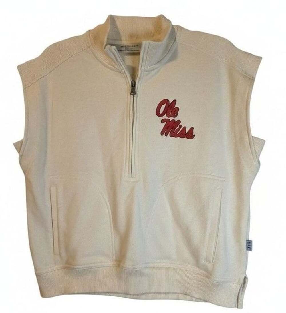 Boxercraft Ole Miss Rebels Ladies Sleeveless Terry Half-Zip Pullover Sz M